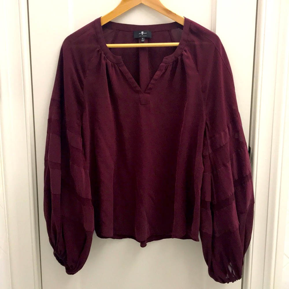 7 For All Mankind silk blouse with pirate sleeves